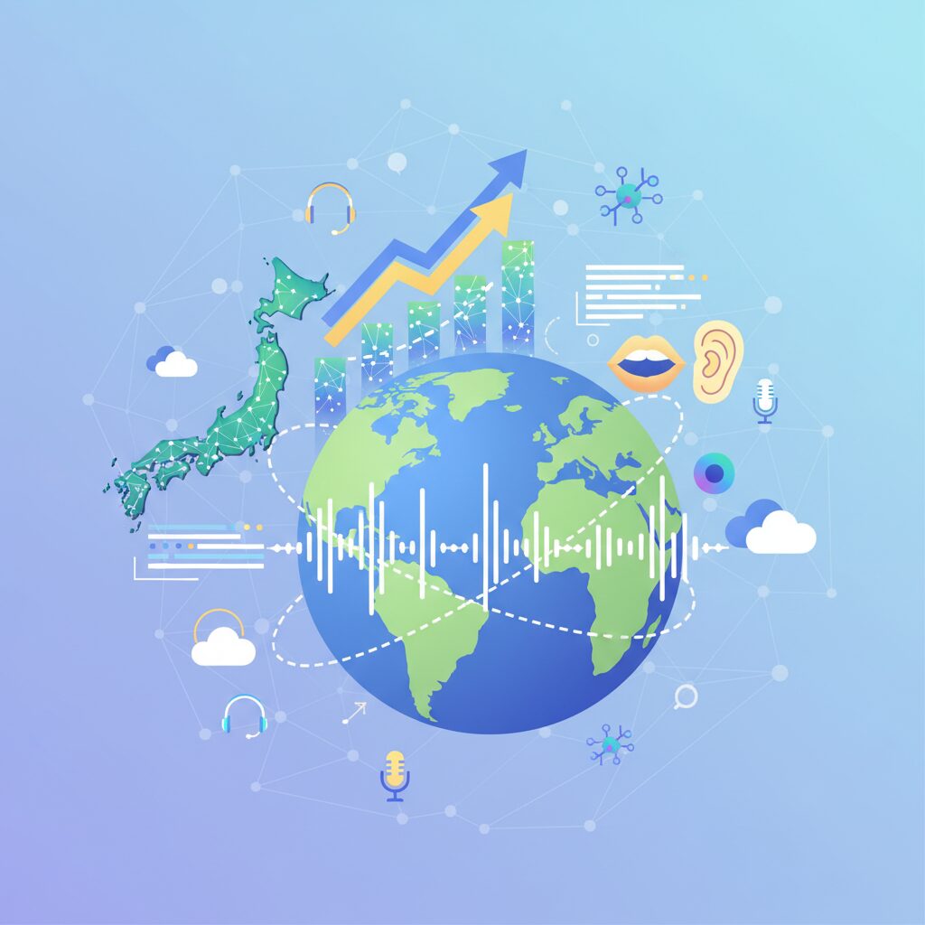 世界と日本における音声AI市場規模と成長率 のイメージ