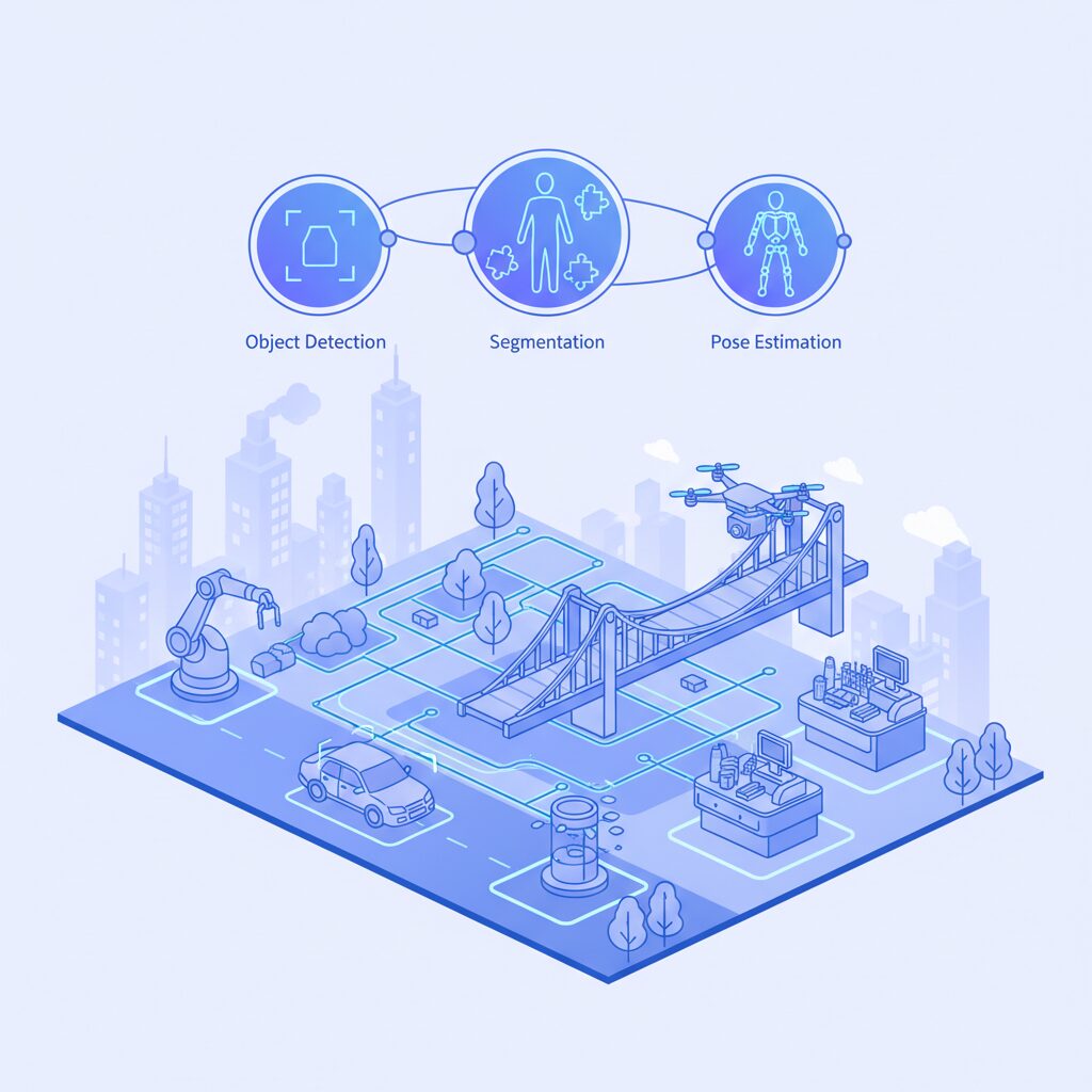 物体検出・セグメンテーション・ポーズ推定の役割整理 のイメージ