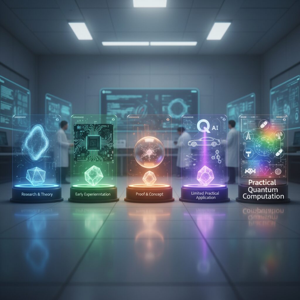 Googleが定義する『使える量子計算』への5段階アプローチ のイメージ