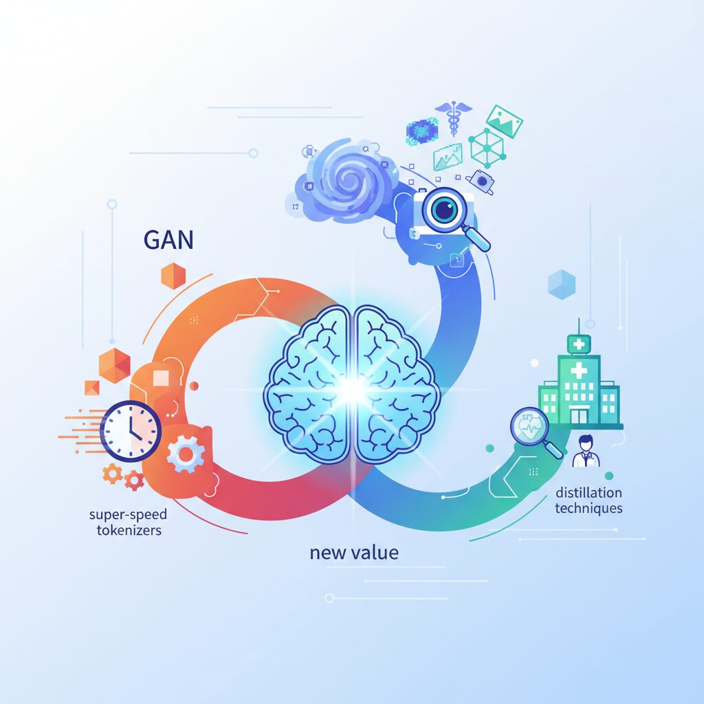 超高速化を実現したトークナイザーと蒸留技術の進展 のイメージ